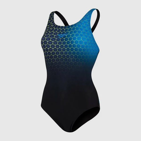 Speedo - Womens Swimsuit Printed Medalist Black/Blue - Image 7