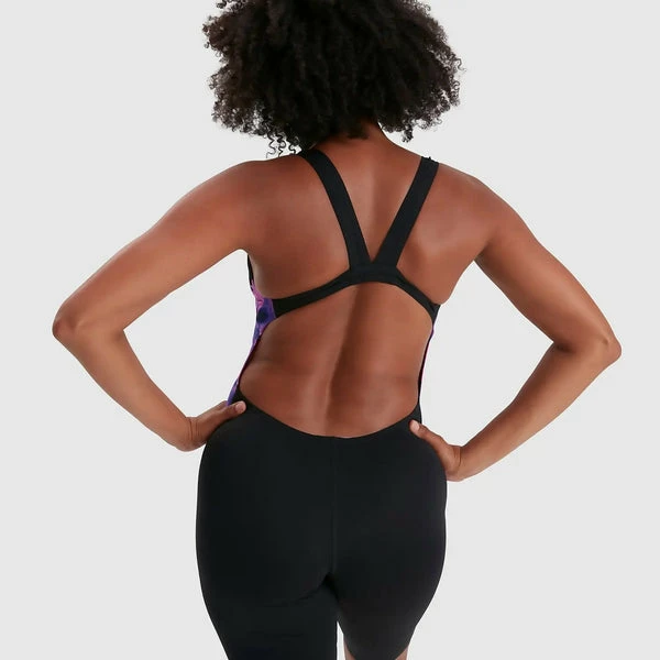 Speedo - Womens Swimsuit Panel Kneesuit Black/Pink - Image 4