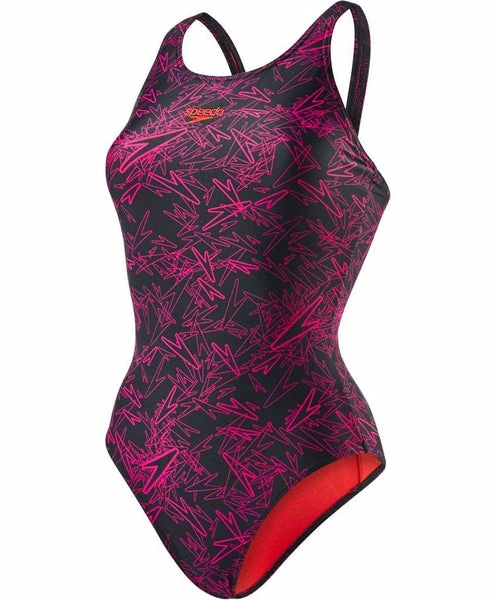 Speedo - Womens Swimsuit Boom All Over Muscleback Black/Pink