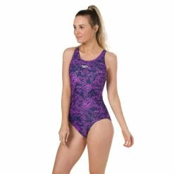 Speedo - Womens Swimsuit Boom All Over Muscleback Navy/Purple