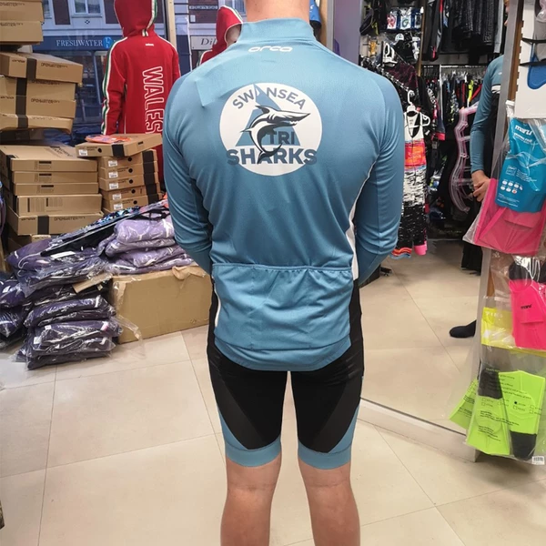 Orca - Mens Trisuit Custom Long Sleeved TriSharks Cycle Jersey - Image 2