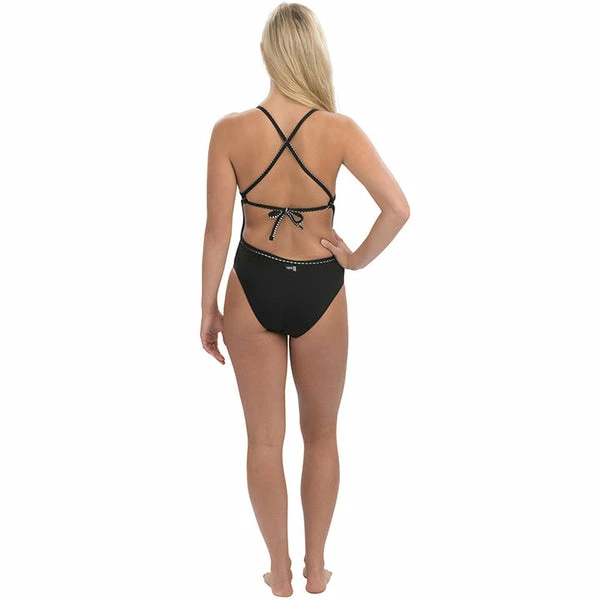 Dolfin - Womens Uglies Revibe Solid Tie Back One-Piece Swimsuit Black - Image 2